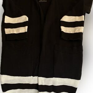 Black and White Striped Cardigan